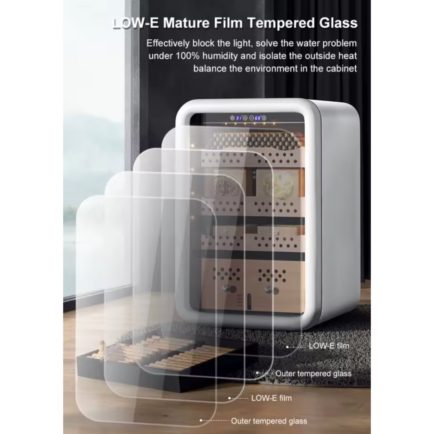 Nighthawk EmberGuard Smart Cigar Humidor Cabinet